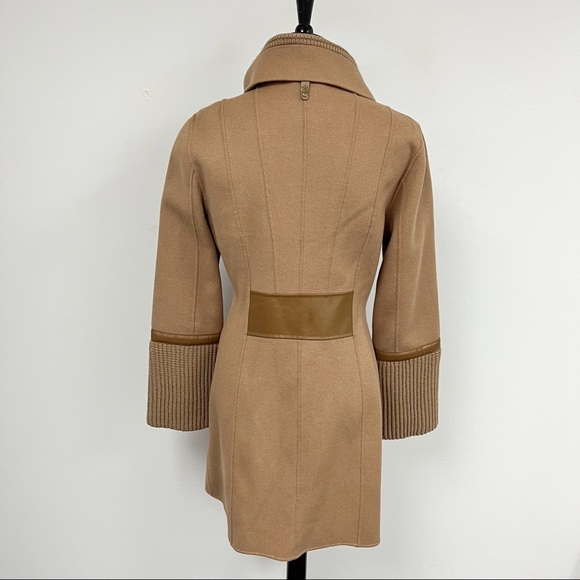 Mackage Camel Brown Tessa Wool Coat Leather Trim - Picture 5 of 12